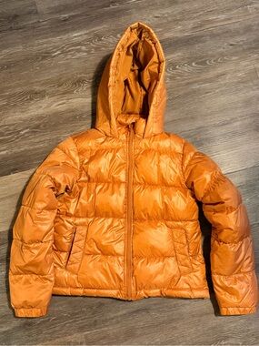 art class Orange Hooded Puffer Jacket for Kids
